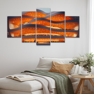Modern Orange Symphonic Concert Hall - Concert Halls Wall Art Print Set
