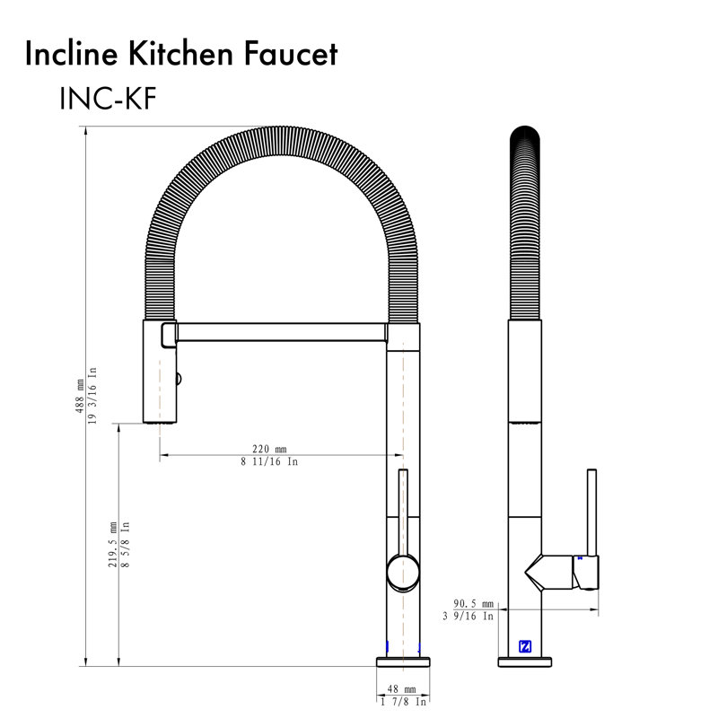 ZLINE Pull Down Single Handle Kitchen Faucet with Side Spray and Accessories, Brushed Nickel