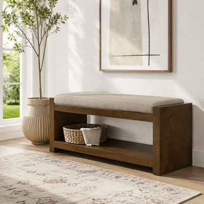 Banc d'appoint avec tablette inférieure et coussin amovible