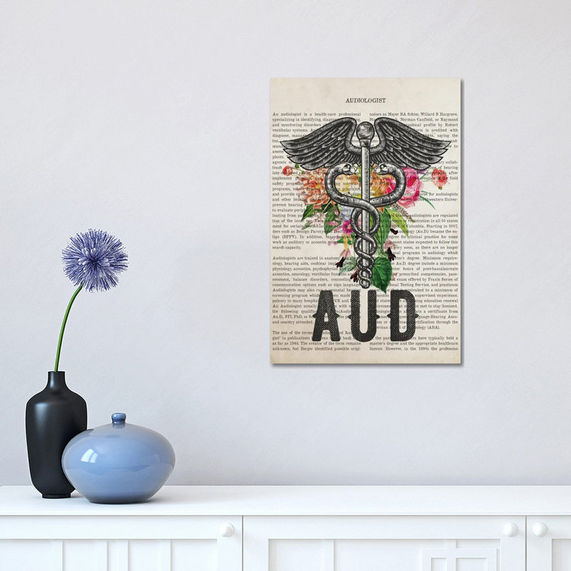 Aud, Audiologist With Flowers Print by Aged Pixel - Wrapped Canvas Print, 30.48 cm H x 45.72 cm W