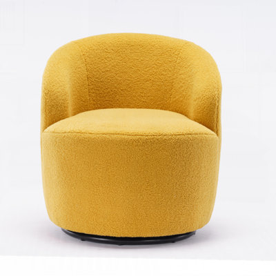 Swivel Accent Armchair Barrel Chair With Powder Coating Metal Ring