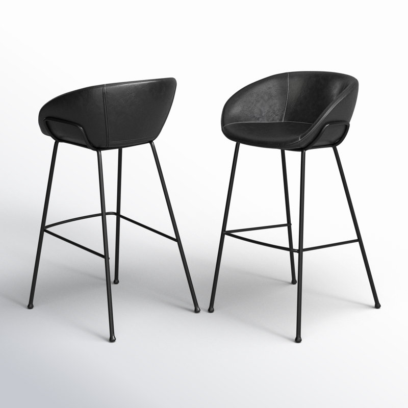 Tabouret de bar et de comptoir Ardea, Simili cuir brun foncé, Tabouret de bar (siège d'une hauteur de 29,93 po)