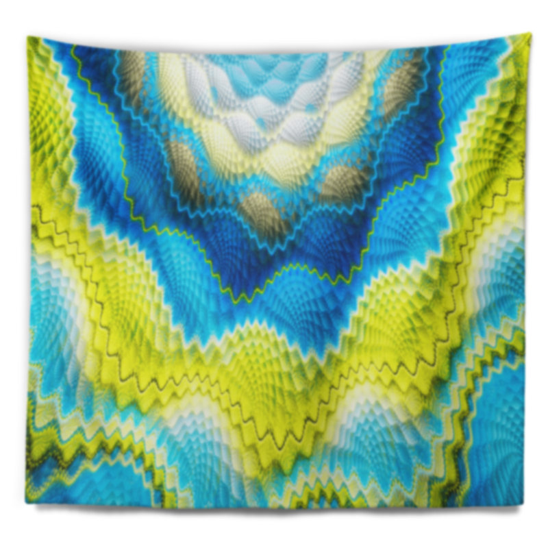 Tapisserie florale bleue et jaune, H 78 po x l 92 po