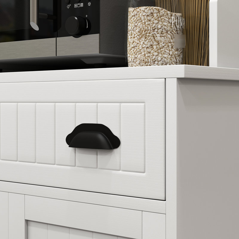 Unité de rangement de salon - blanc avec 143 lb Capacité totale de l'armoire de cuisine moderne avec tablette et tiroir réglables pour usages multiples