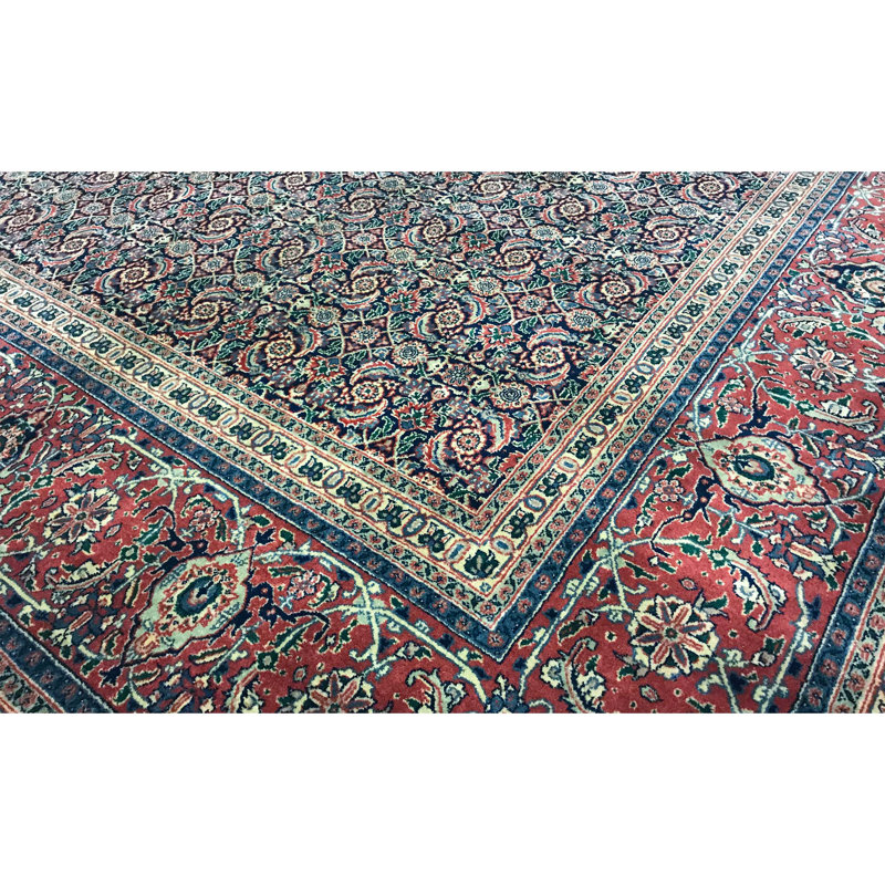 Hand-Knotted High-Quality Navy and Rust Area Rug