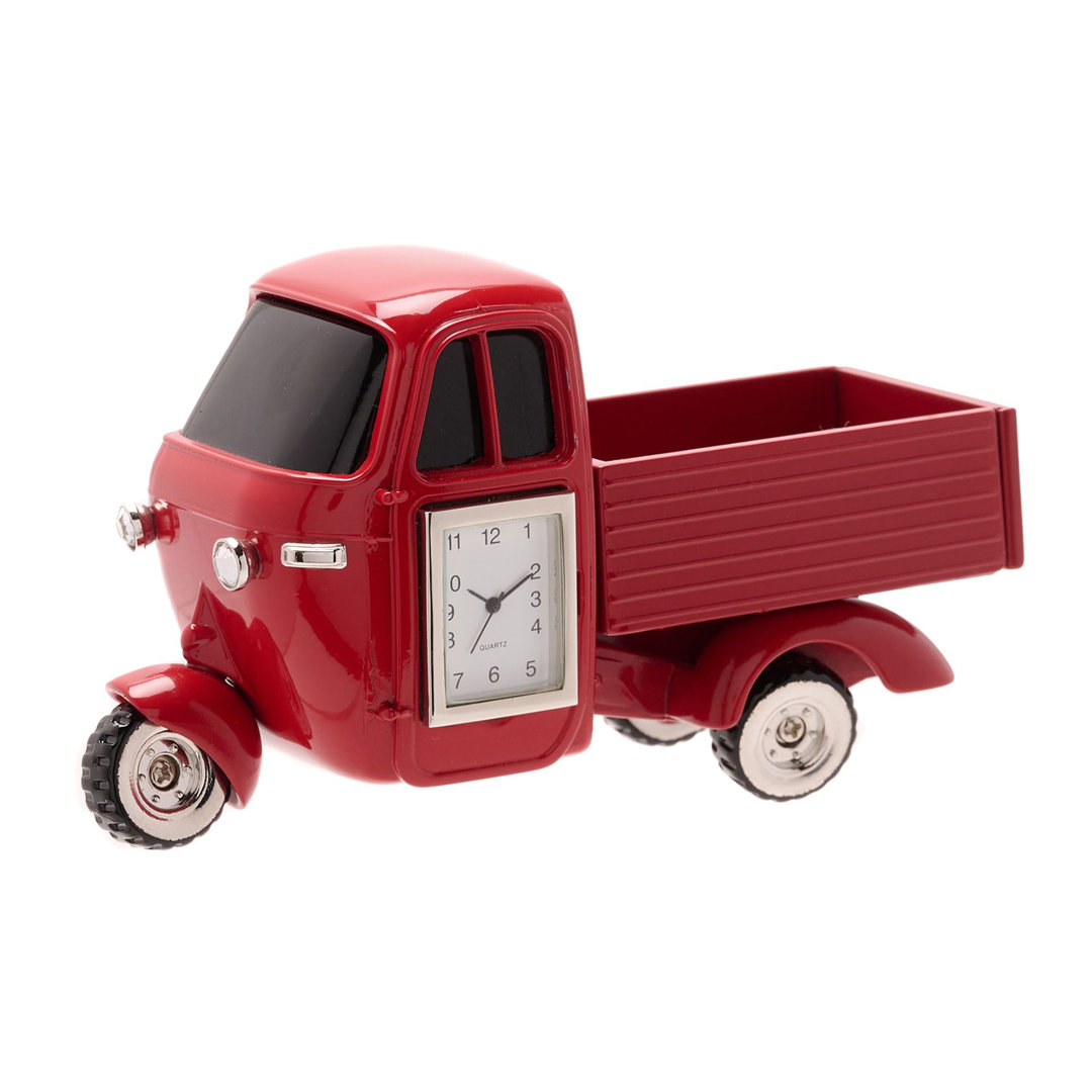 Burtt Analog Metal Quartz Tabletop Clock in Red/White/Black