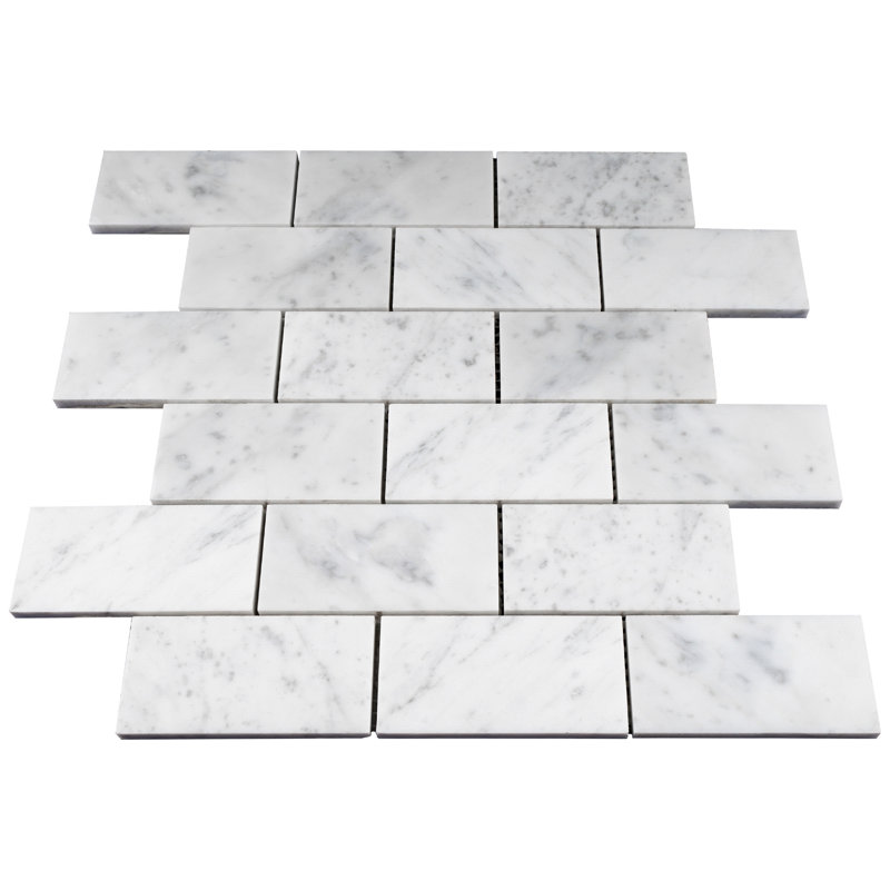 Carreau de mosaïque en marbre poli 11,82 po x 11,82 po Carrara