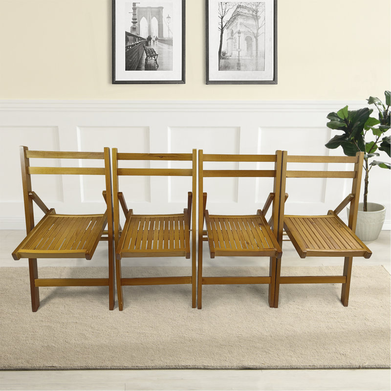 Chaise pliante en bois à lattes Furniture - couleur miel, ensemble de 4, chaise pliante, style pliable