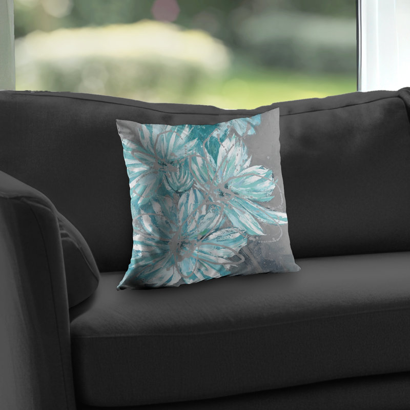 Three Little Abstract Blue Flowers - Poly Twill Throw | Home Decor