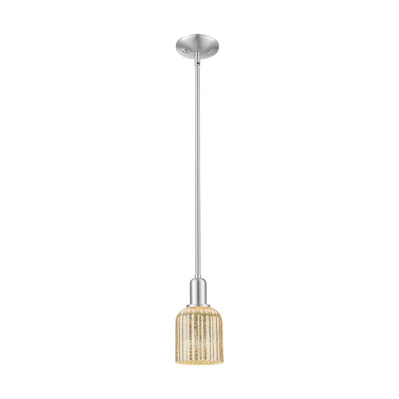 Downtown Urban - Voile de mariée - Mini-luminaire suspendu 1 tige, H 9,63 po x l 5 po x P 5 po, Mercure, Nickel satiné