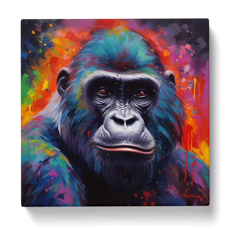 Gorilla Color Field Painting No.2 - Wrapped Canvas, 50cm H x 50cm W x 3cm D