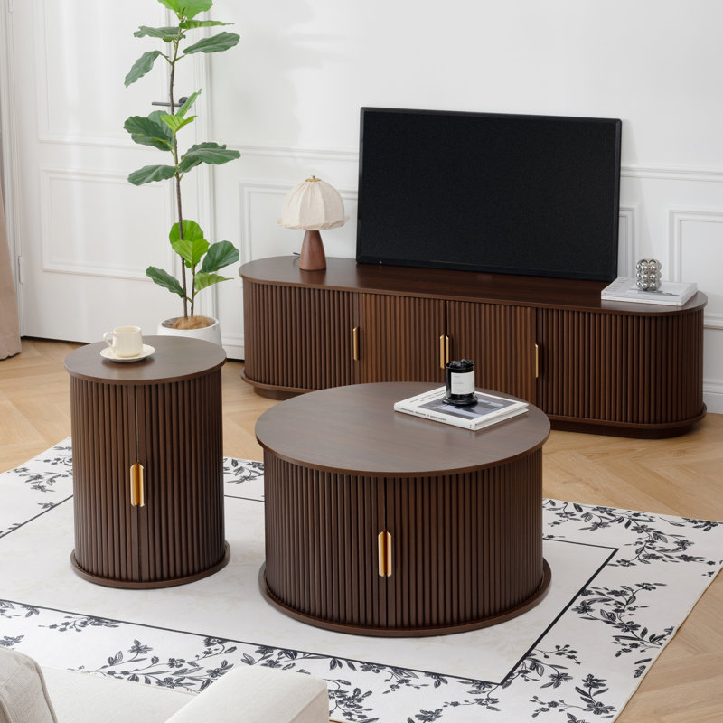 Ensemble de meuble télé et table basse Modern Farmhouse, Noyer