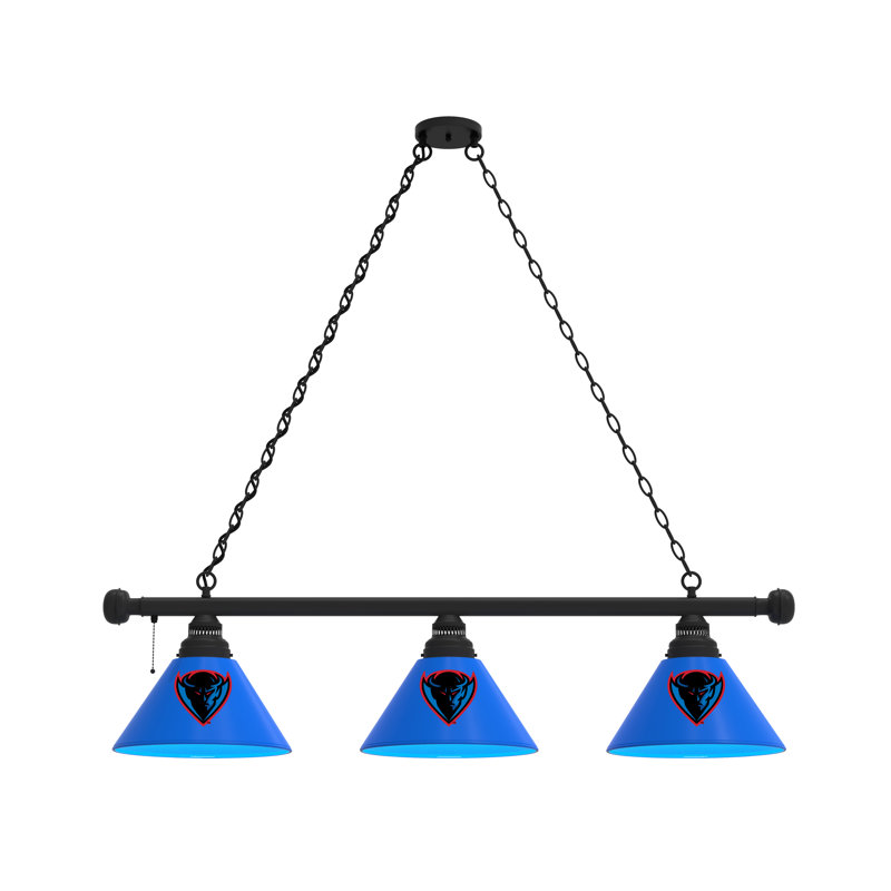 3 - Light Pool Table Lights Pendant, Black, DePaul Blue Demons
