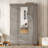 Stylish And Functional Three-Door Wardrobe With Built-In Mirror And Ample Storage-107148474