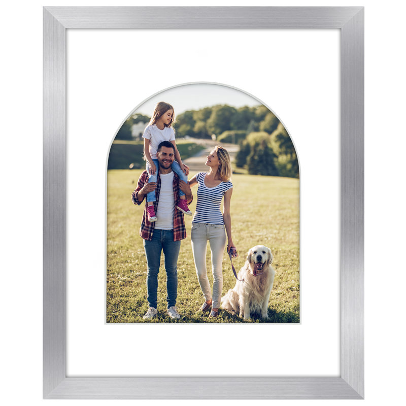 Cadre photo avec tapis en forme d'arche - Idéal pour toute pièce, salon, dortoir, Argent argent, 11 po x 14 po