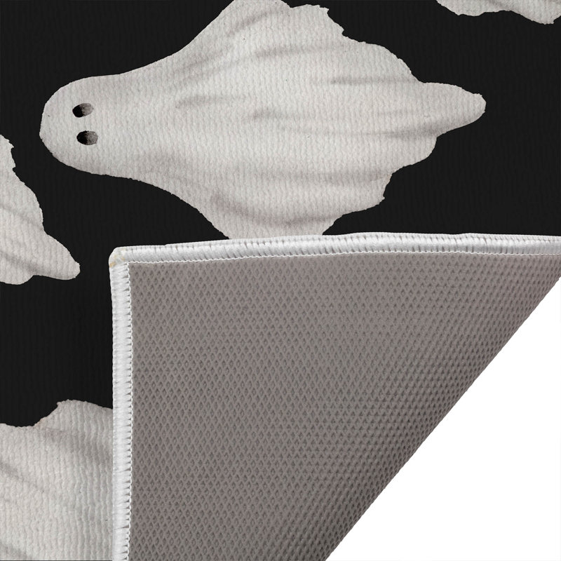 Tapis de porte extérieur Spooky Ghost, Gris anthracite, L 21 po x L 34 po