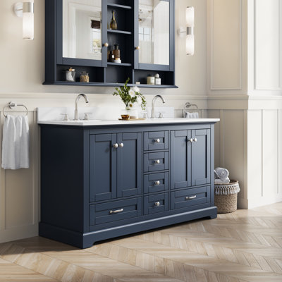Meuble-lavabo autoportant avec comptoir et lavabo en marbre de culture blanc