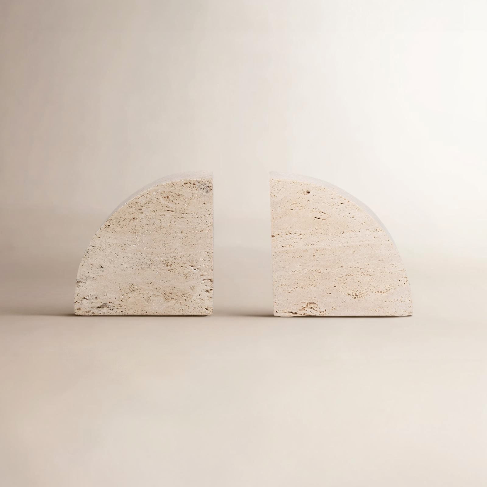 Elegant Travertine Stone Half Dome Bookends, Tan - Enrich Your Reading Space with Natural Style