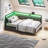 Corner Bed Frame With Led Light And Charging Station, Line Fabric Upholstered Bed With 2 Underbed Storage Drawers, Modern Daybed No Box Spring Needed/noise-free, Gray-222030704