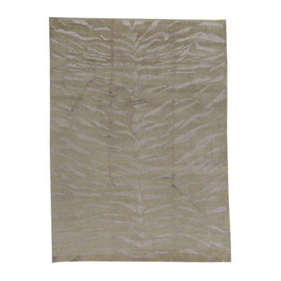 Tapis beige et argent noué à la main de haute qualité