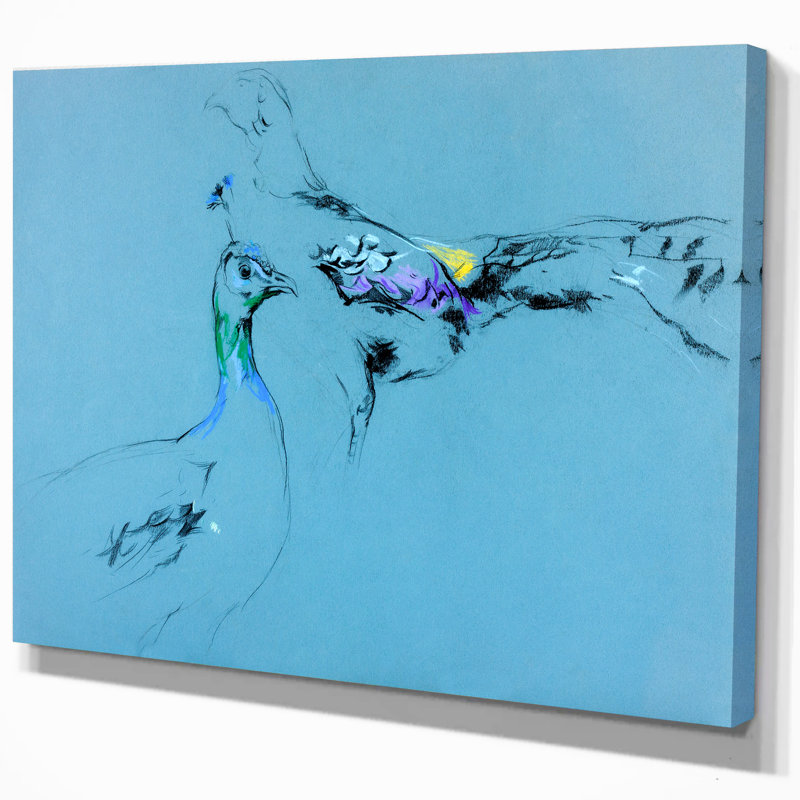 «Peacock and Peahen», impression, H 20 po x l 20 po x P 1 po, Toile tendue