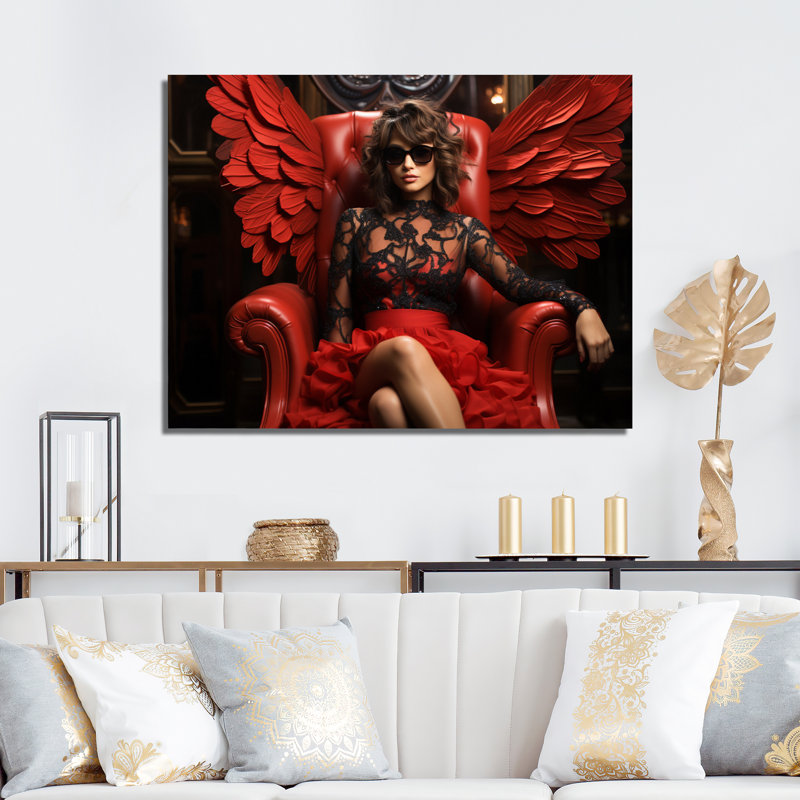 «Red Queen of Angel I» sur toile, Toile tendue, H 12 po x l 20 po x P 1 po