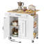Îlot de cuisine 32,4 po avec prises de courant et rallonge, chariot de rangement roulant avec tiroir et étagère à épices-1909406597