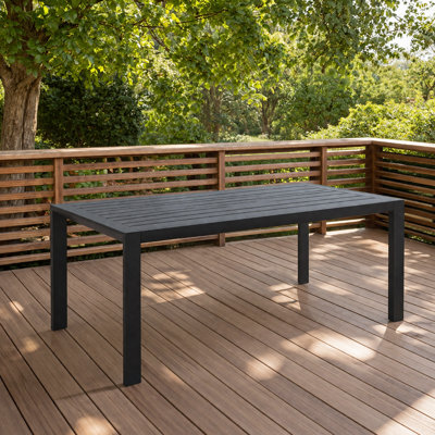 Table de salle à manger d'extérieur moderne et moderne, table de salle à manger élégante en aluminium minimaliste, mobilier d'extérieur robuste et polyvalent