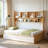 Andriena Full-size multifunctional bed with four storage drawers and  bookshelf, suitable for one person, in natural color