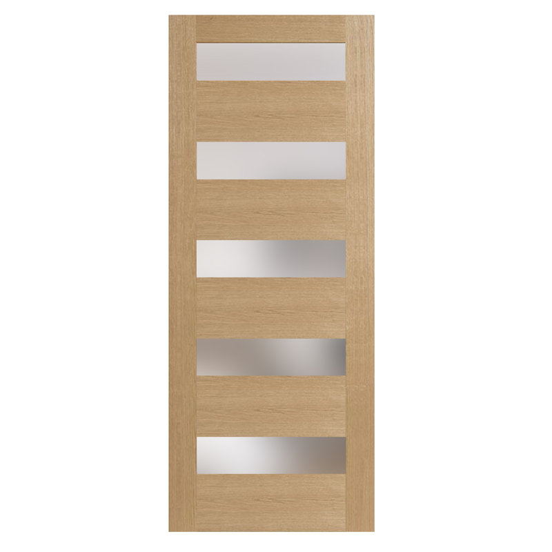 32 in. x 80 in. Right-Handed 5 Lite Satin Etch White Oak Veneer Prehung Interior Door