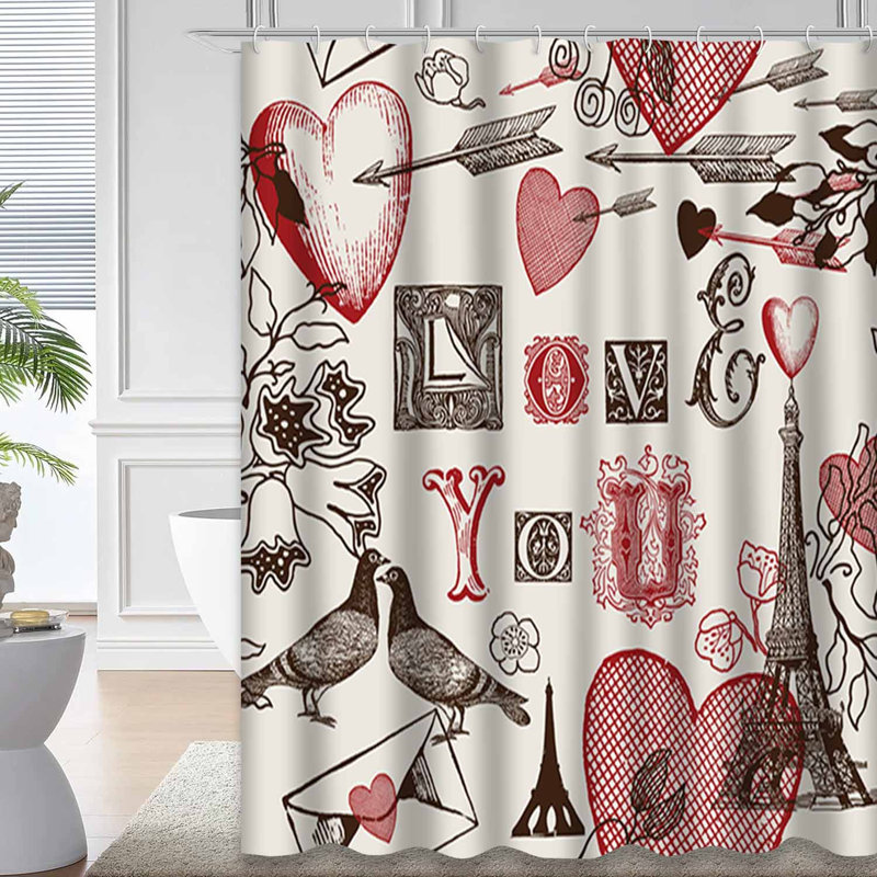 Rideau de douche imperméable à motif floral avec 12 crochets, L 72 po x l 84 po