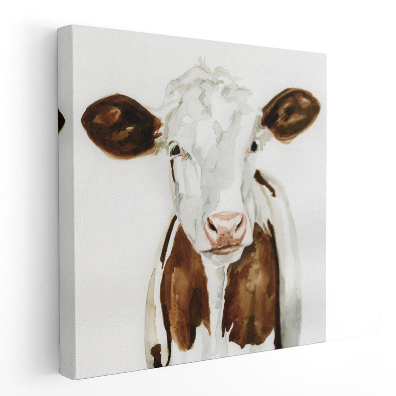 Cow Cowe I - reproduction d'art sur toile, H 16 po x l 16 po