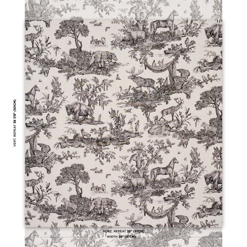 Western Toile Fabric, Carbon