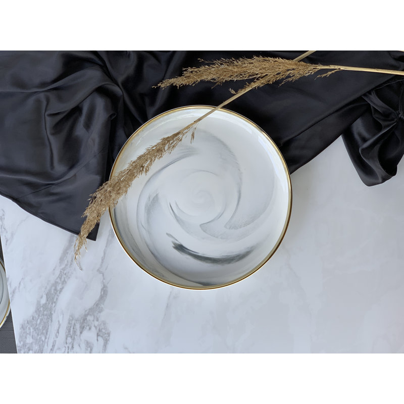 The Luxury Collection Marble Design with Gold Trim - Four Piece Dinnerware Set