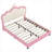 Upholstered Faux Leather Full Size Platform Bed with Crown Headboard and Footboard, Classic Pink for Bedroom-29100574