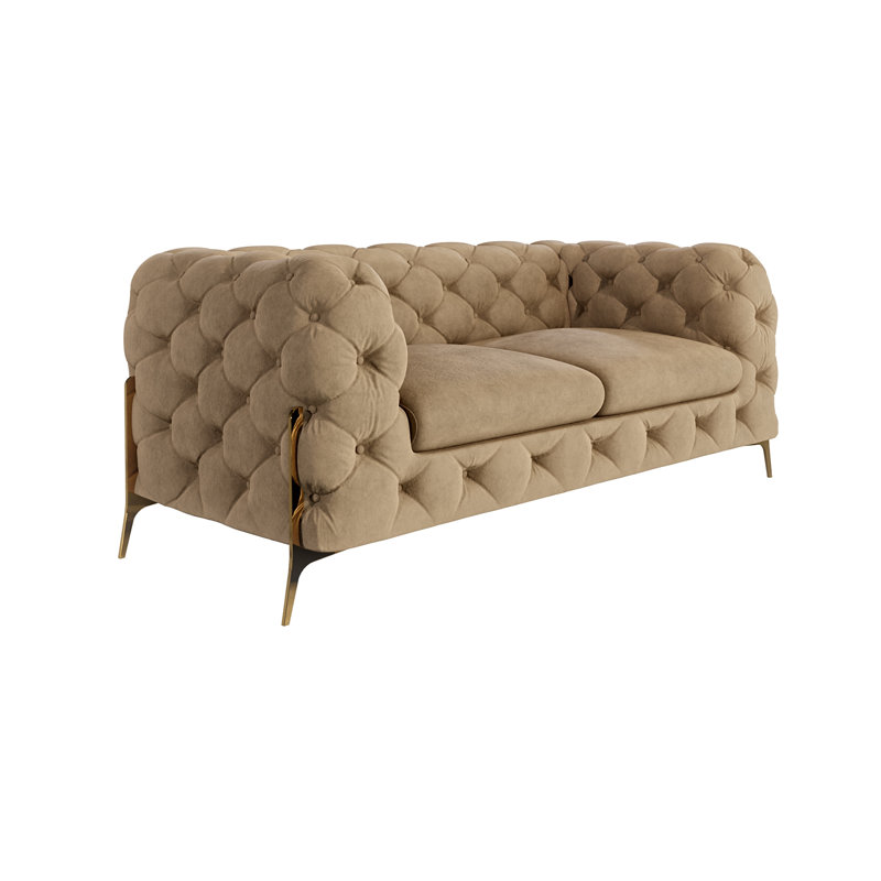 Chesterfield Sofa Atoka with Gold Metal Legs, Beige, 2