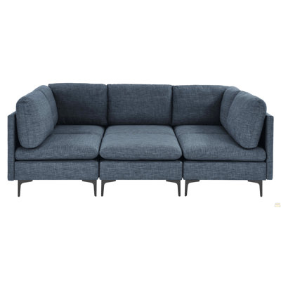 Canapé modulaire en lin rembourré avec pieds en métal