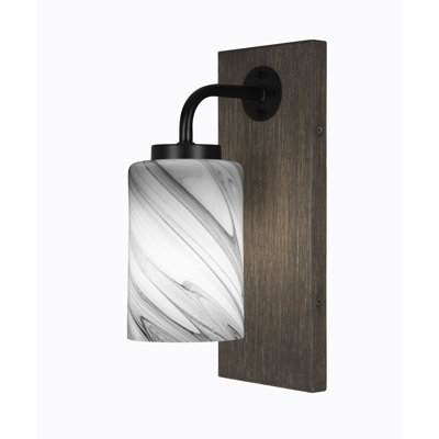 Oxbridge Wall Sconce Shown In Metal Finish With 4" Onyx Swirl Glass