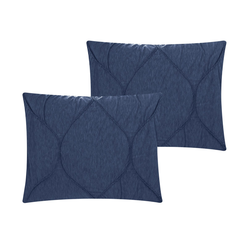 Navy Blue Polyester 180 Thread Count Washable Down Comforter Set, King