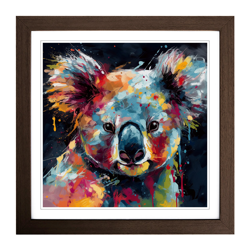 Koala Bear Abstract Art - Framed Print, Walnut