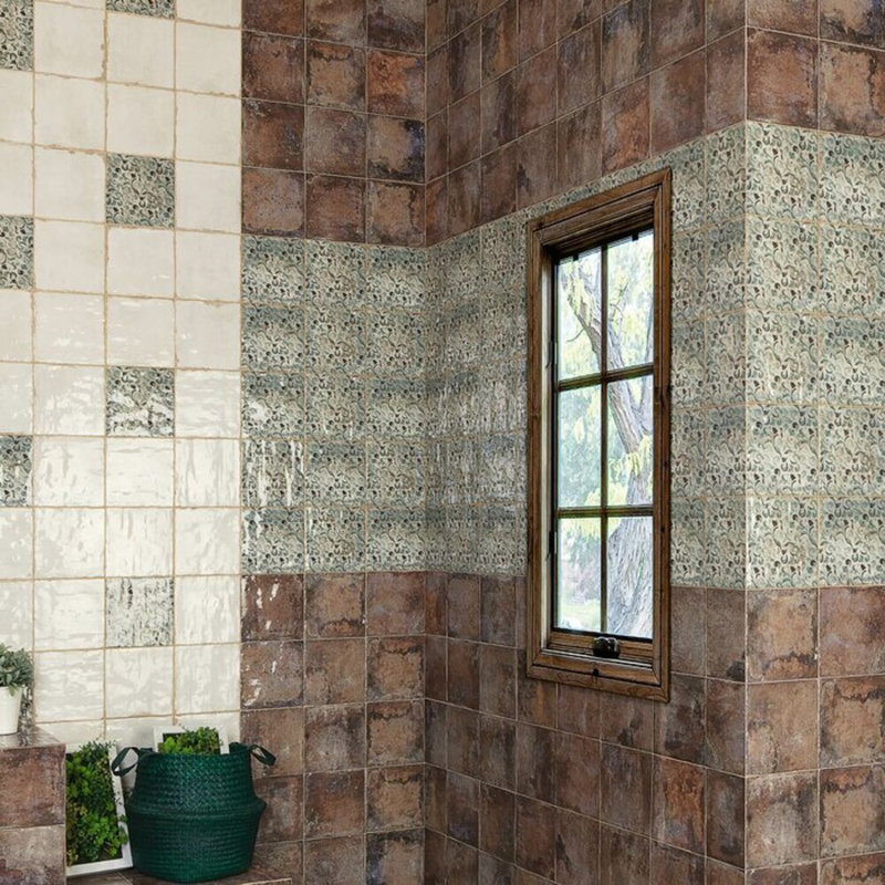 Angela Harris Dunmore 8x8 Polished Hand Painted Look Ceramic Tile