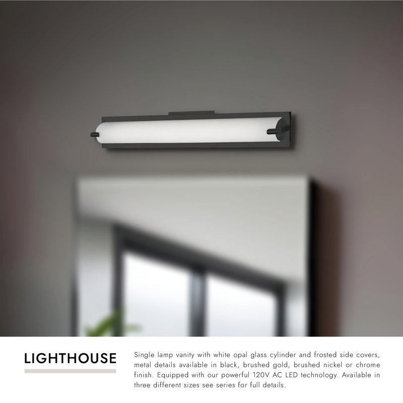 Lighthouse 1 - Light LED Bath Bar, Brushed Nickel