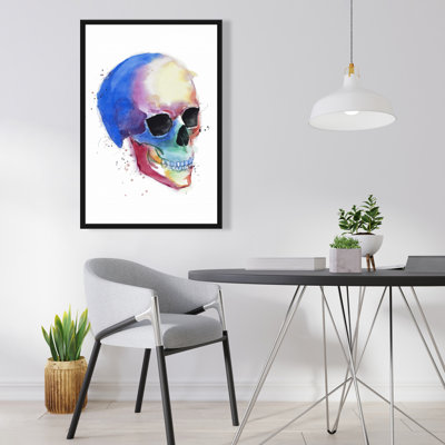 " Watercolor Colourful Skull Profile "