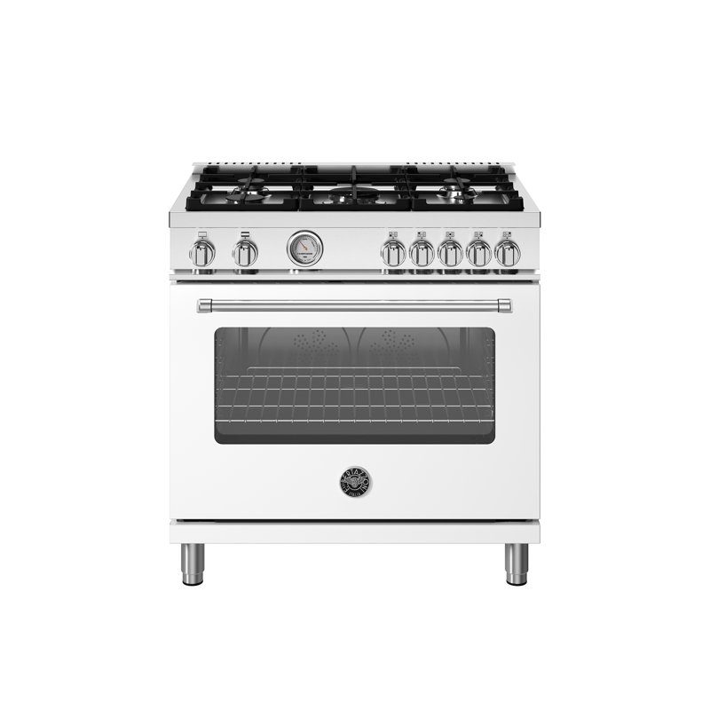 Bertazzoni 36" 5.9 Cubic Feet Smart Retro Natural Gas Free Standing Range with 5 Burners, White Matte, Natural Gas