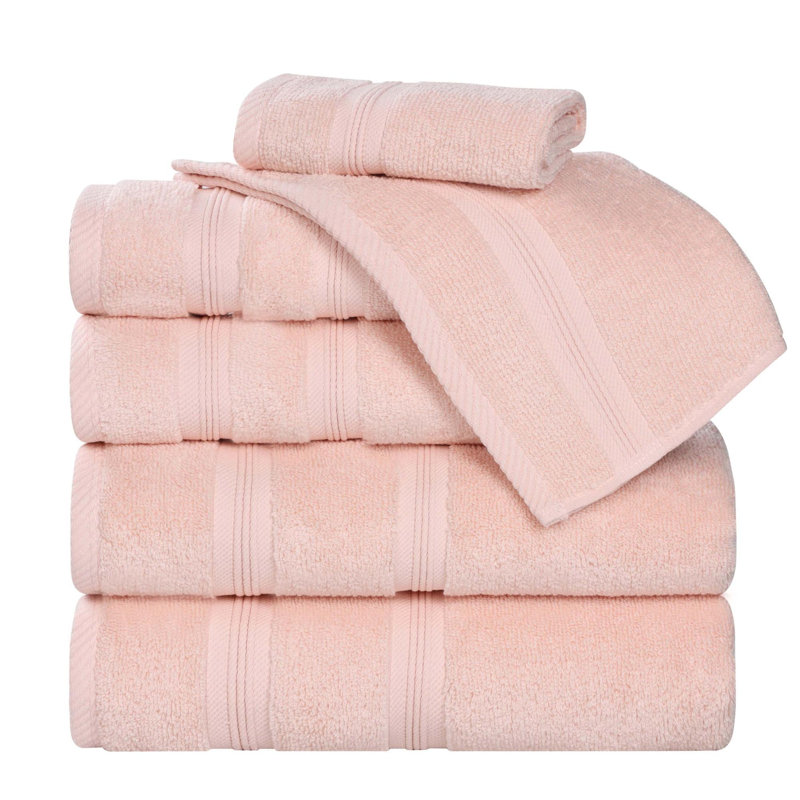  Ensemble de serviettes en coton 6 pièces Smart Quick-Dry Zero Twist, Pêche