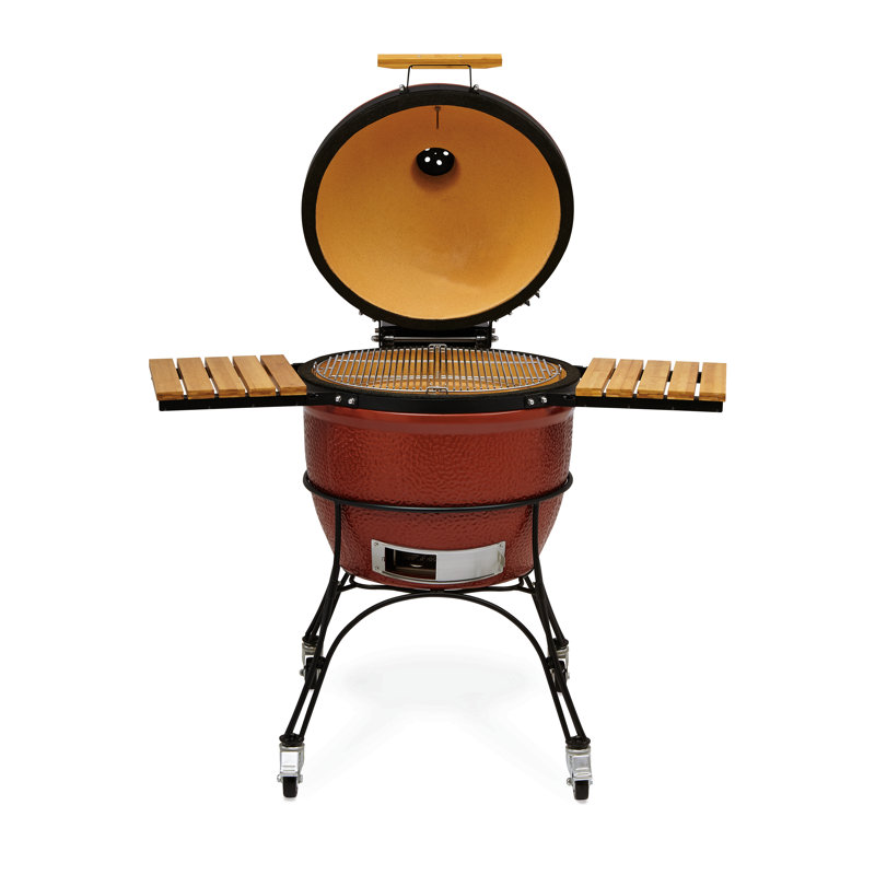 24" BigJoe Charcoal Grill with Side Shelves, Red