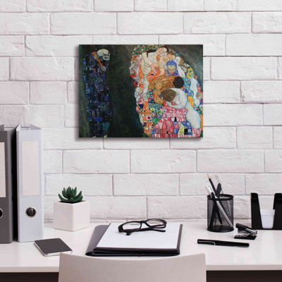 "Pjero Mort and Life" par Gustav Klimt - reproduction d'art sur toile tendue