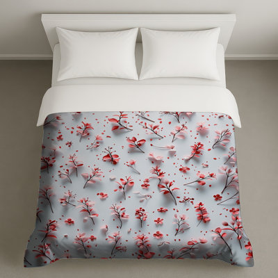 Housse de couette à motif floral rose
