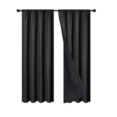 Kbndieu Polyester Pongee Rod-Pull Light-blocking Curtains Living Room Sun-Blocking Curtains Heat-Insulating and Soundproof Curtains