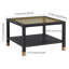 Table basse carrée 27,56 po avec plateau en verre trempé et structure en métal noir
